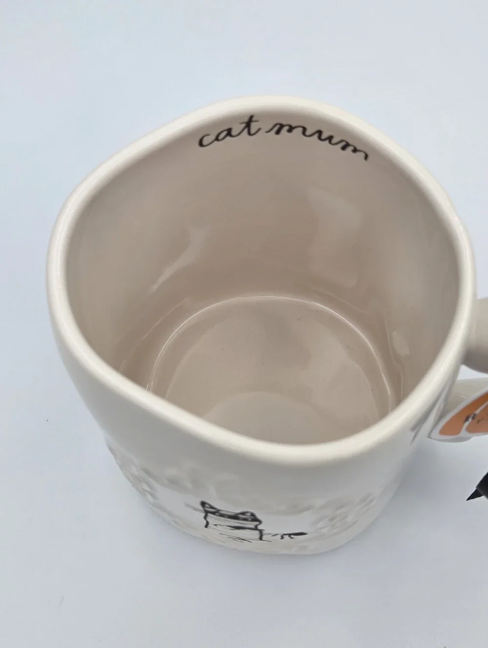 Rae Dunn Cream Cat Mum Mug with Black Mummy Cat Illustration Nwt
